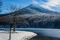 Wintertime View of Abbott Lake and Sharp Top Mountain - 2 Royalty Free Stock Photo